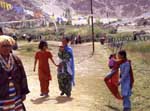Leh, Ladakh; girls at the meeting for the birthday of Dalai Lama